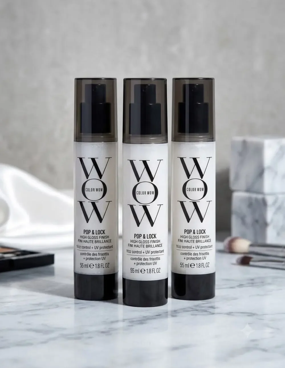 Lot of 3 COLOR WOW Pop & Lock High Gloss Finish Frizz Control UV Serum (1.8 oz)